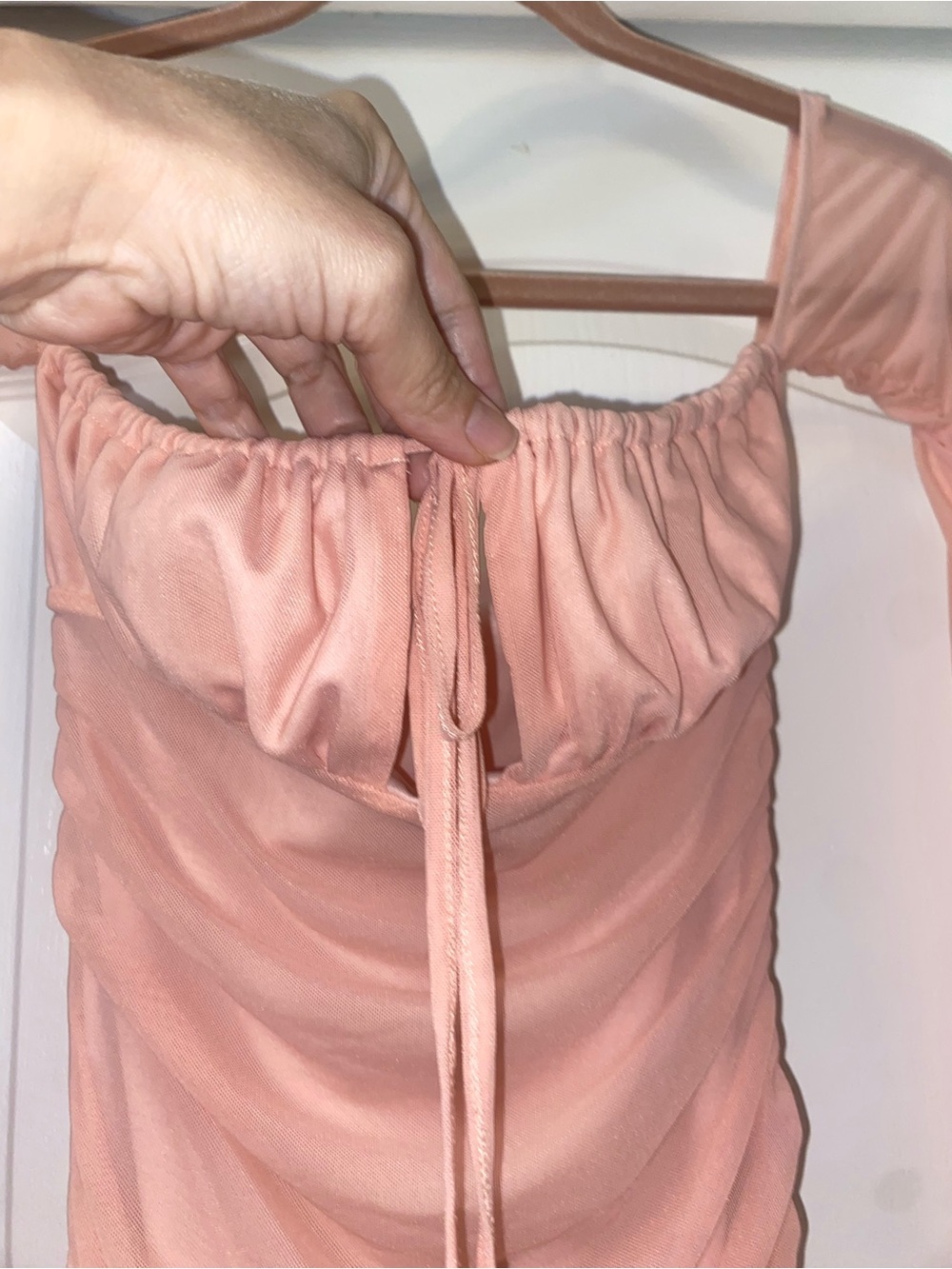 SHEIN Ruched Sheer Long Sleeve Mini Dress is a Size XS in Women. - Picture 3 of 12